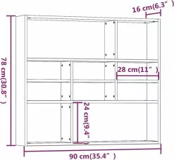 Furniture Limited - Wandschap 90x16x78 Cm Bewerkt Hout Grijs Sonoma Eikenkleurig -DECORATIE Winkel 1200x1103