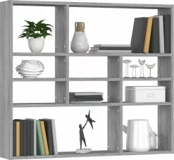 Furniture Limited - Wandschap 90x16x78 Cm Bewerkt Hout Grijs Sonoma Eikenkleurig -DECORATIE Winkel 1200x1105 1