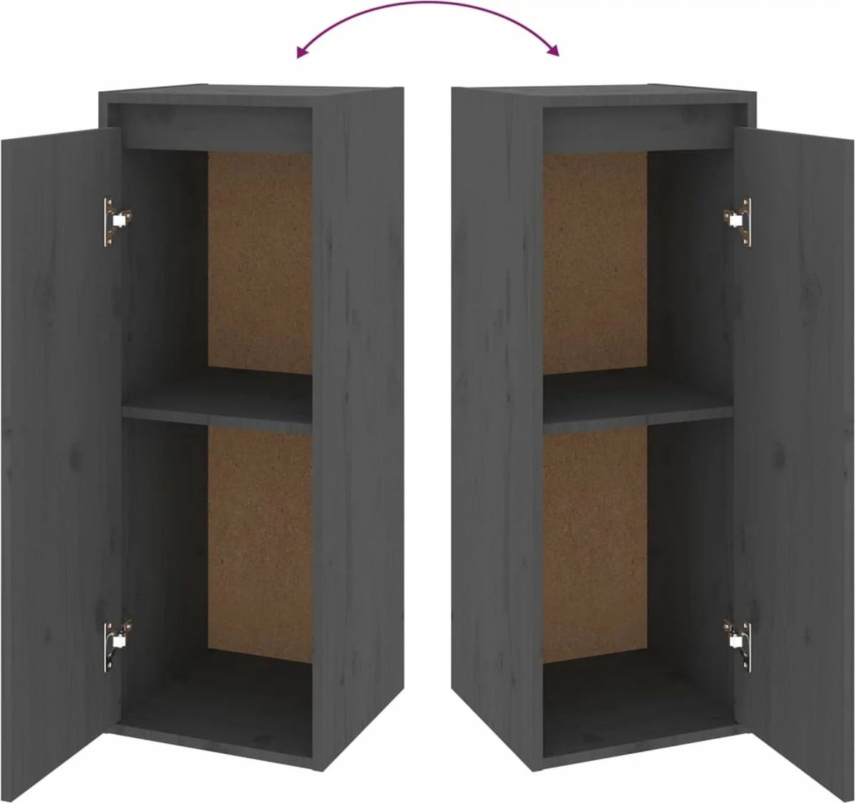 Furniture Limited - Wandkast 30x30x80 Cm Massief Grenenhout Grijs 10 Furniture Limited - Wandkast 30x30x80 Cm Massief Grenenhout Grijs - Afbeelding 8