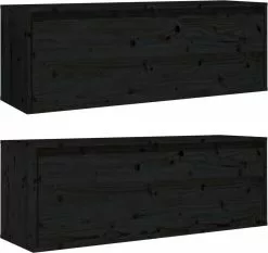 Furniture Limited - Wandkasten 2 St 100x30x35 Cm Massief Grenenhout Zwart 18 Furniture Limited - Wandkasten 2 St 100x30x35 Cm Massief Grenenhout Zwart -DECORATIE Winkel 1200x1131