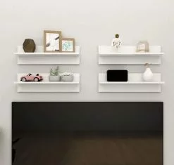 Furniture Limited - Wandschappen 4 St 60x11,5x18 Cm Spaanplaat Hoogglans Wit
