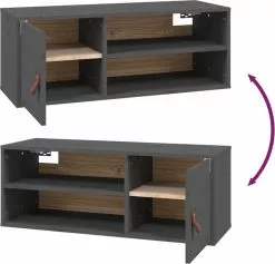 Furniture Limited - Wandkast 80x30x30 Cm Massief Grenenhout Grijs -DECORATIE Winkel 1200x1151