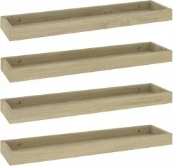 Furniture Limited - Wandschappen 4 St Loggia 60x15x4 Cm MDF Eikenkleurig -DECORATIE Winkel 1200x1158
