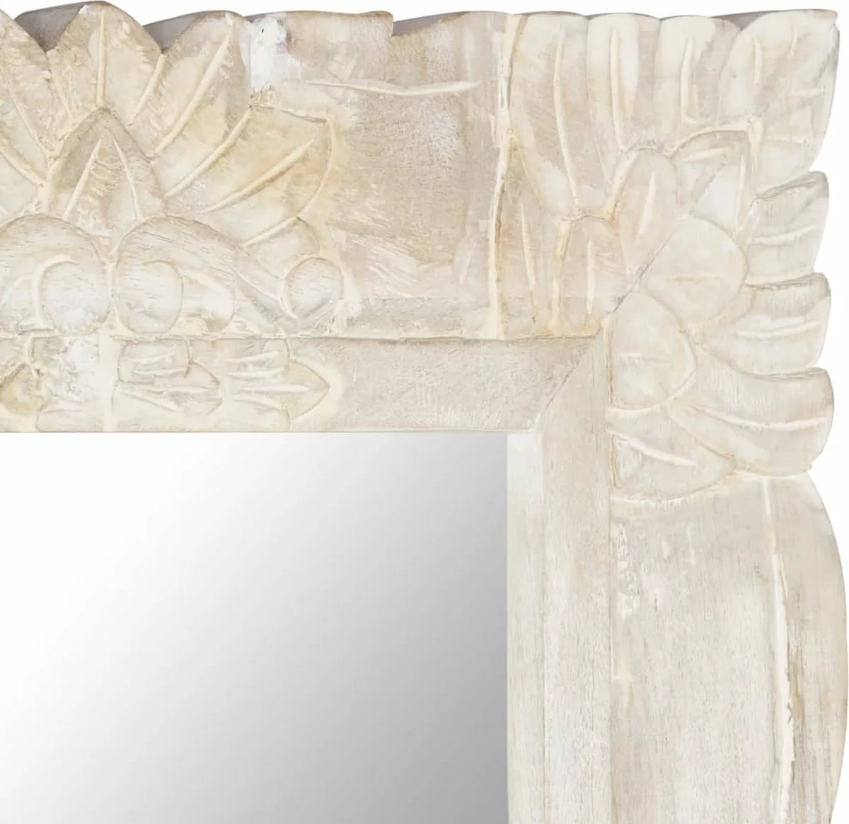 Furniture Limited - Spiegel 110x50 Cm Massief Mangohout Wit 11 Furniture Limited - Spiegel 110x50 Cm Massief Mangohout Wit - Afbeelding 9