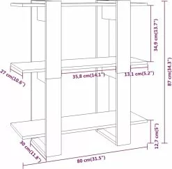 Furniture Limited - Boekenkast/kamerscherm 80x30x87 Cm Gerookt Eikenkleurig -DECORATIE Winkel 1200x1179 1