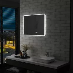 Furniture Limited - Badkamerspiegel LED Met Aanraaksensor En Tijdweergave 80x60 Cm