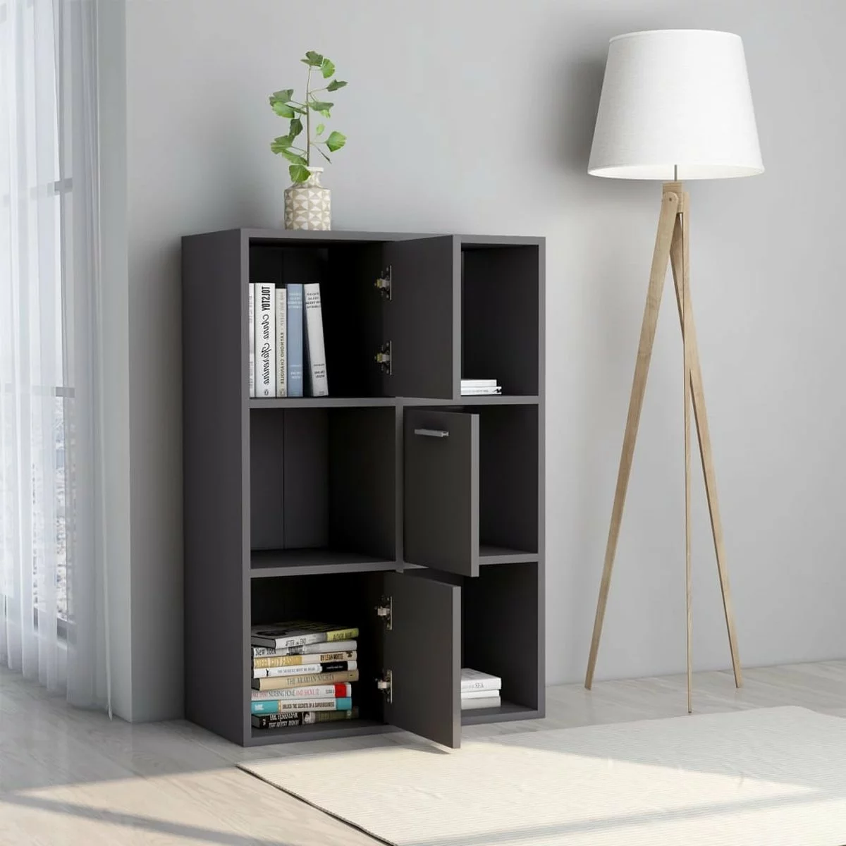 Furniture Limited - Opbergkast 60x29,5x90 Cm Bewerkt Hout Grijs 10 Furniture Limited - Opbergkast 60x29,5x90 Cm Bewerkt Hout Grijs - Afbeelding 8