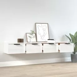 Furniture Limited - Wandkasten 2 St 68x30x20 Cm Bewerkt Hout Hoogglans Wit -DECORATIE Winkel 1200x1200 187