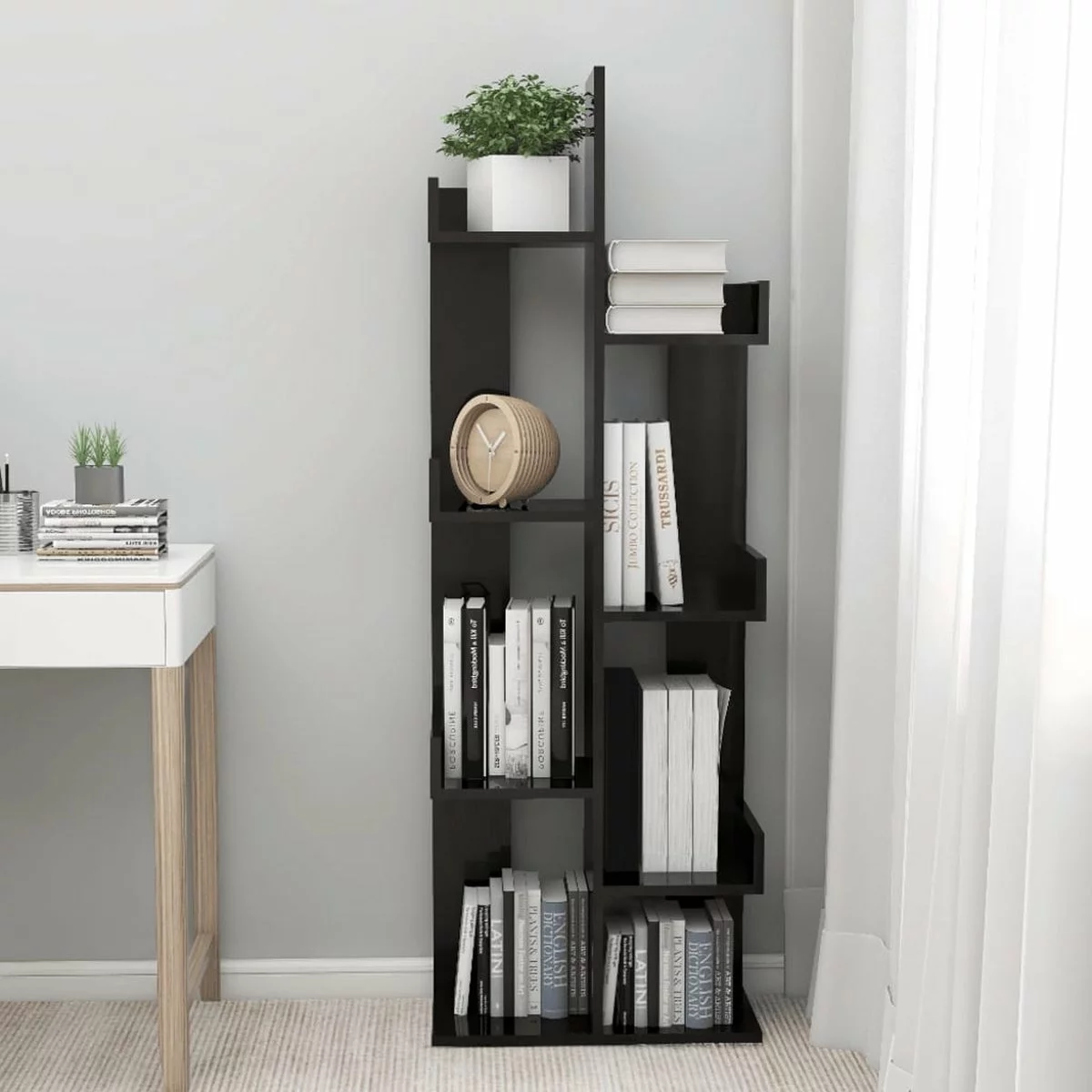 Furniture Limited - Boekenkast 48x25,5x140 Cm Spaanplaat Hoogglans Zwart 7 Furniture Limited - Boekenkast 48x25,5x140 Cm Spaanplaat Hoogglans Zwart - Afbeelding 5