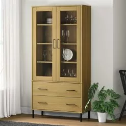 Furniture Limited - Boekenkast Met Metalen Poten OSLO 85x35x172,5 Cm Hout Bruin