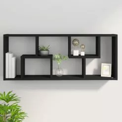 Furniture Limited - Wandschap 36x16x90 Cm Spaanplaat Zwart -DECORATIE Winkel 1200x1200 248