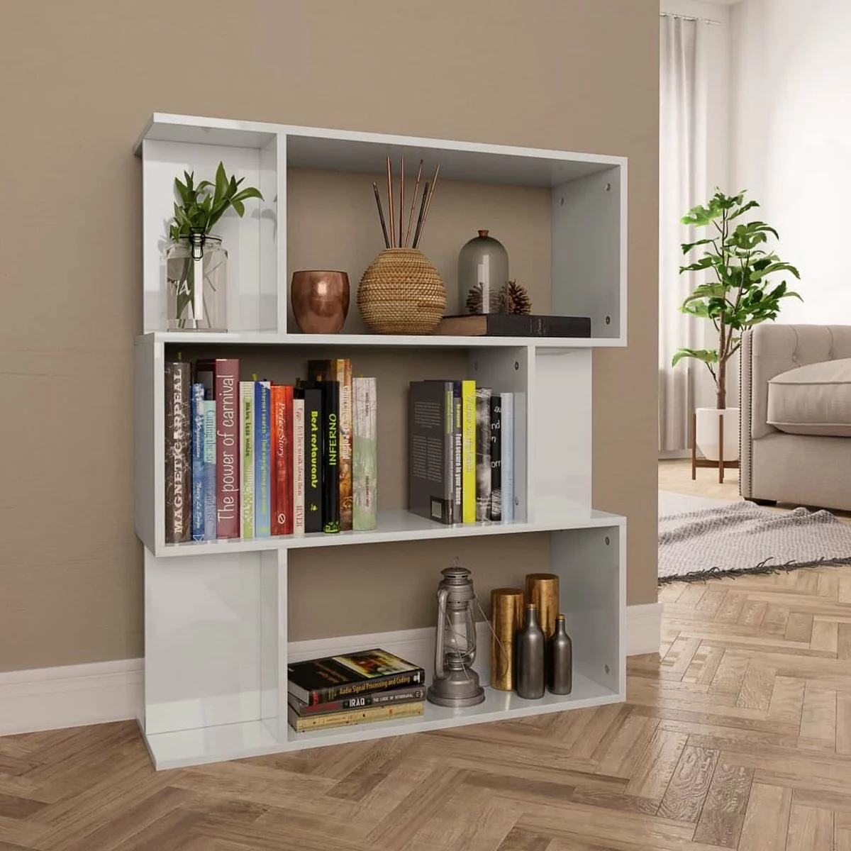 Furniture Limited - Boekenkast/kamerscherm 80x24x96 Cm Hoogglans Wit 3 Furniture Limited - Boekenkast/kamerscherm 80x24x96 Cm Hoogglans Wit