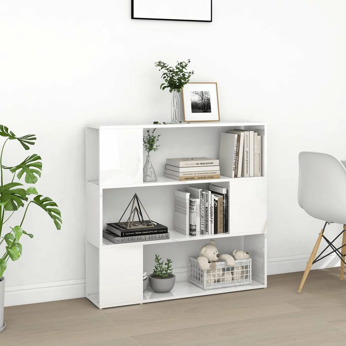 Furniture Limited - Boekenkast/kamerscherm 100x24x94 Cm Hoogglans Wit 7 Furniture Limited - Boekenkast/kamerscherm 100x24x94 Cm Hoogglans Wit - Afbeelding 5