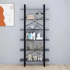 Furniture Limited - Hoge Kast 100x30x210 Spaanplaat Grijs -DECORATIE Winkel 1200x1200 318