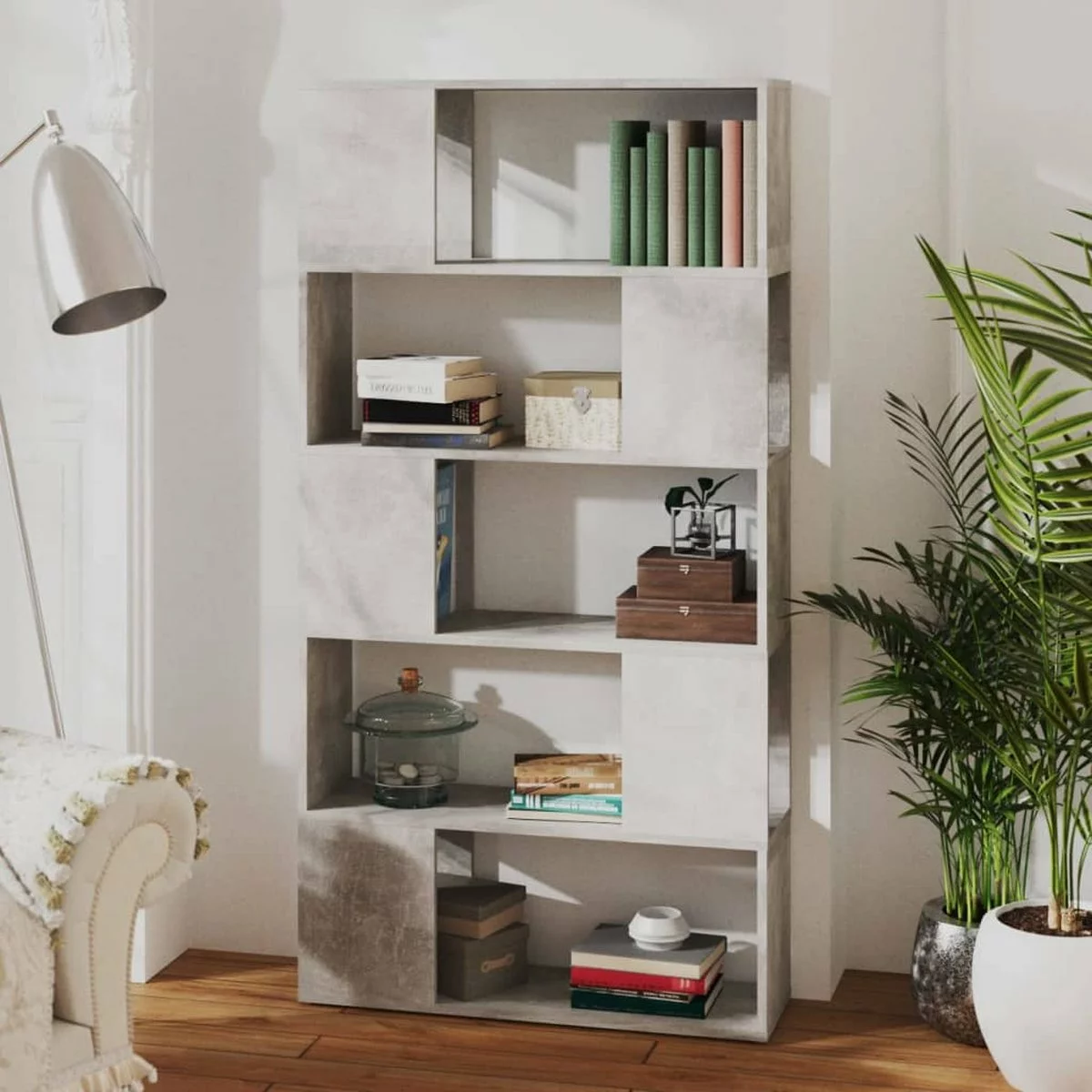 Furniture Limited - Boekenkast/kamerscherm 80x24x155 Cm Spaanplaat Betongrijs 8 Furniture Limited - Boekenkast/kamerscherm 80x24x155 Cm Spaanplaat Betongrijs - Afbeelding 6