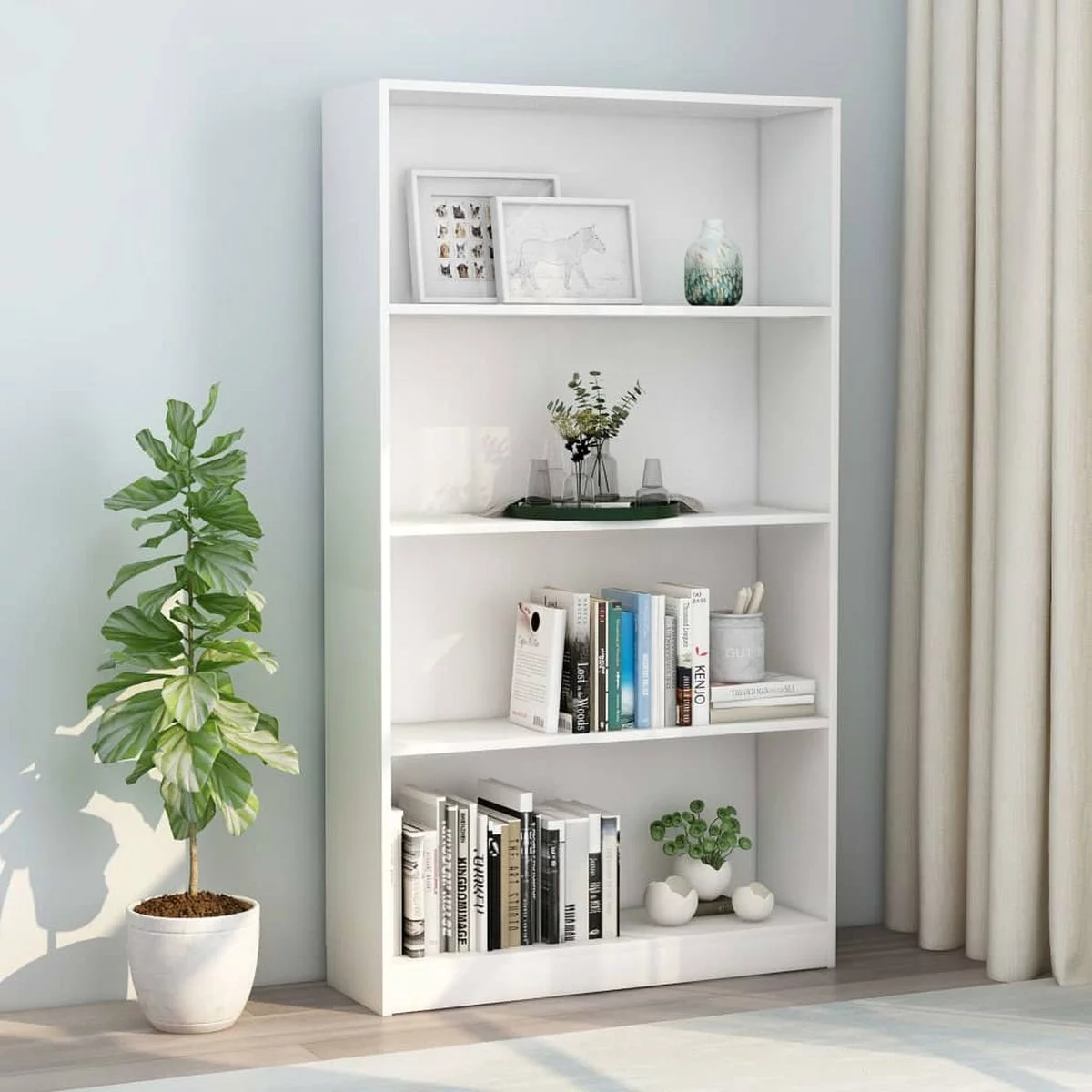 Furniture Limited - Boekenkast Met 4 Schappen 80x24x142 Cm Bewerkt Hout Wit 3 Furniture Limited - Boekenkast Met 4 Schappen 80x24x142 Cm Bewerkt Hout Wit