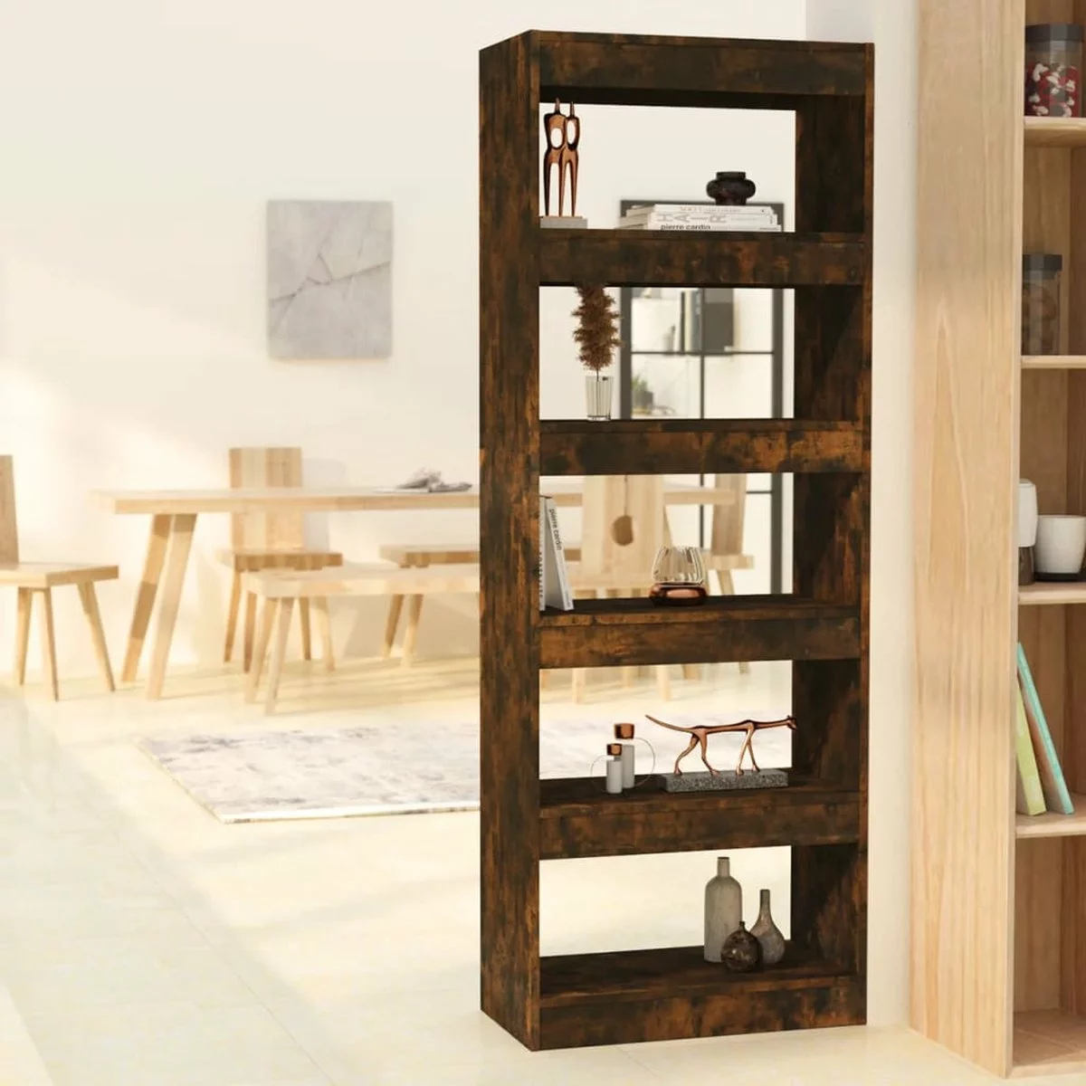Furniture Limited - Boekenkast/kamerscherm 60x30x166 Cm Spaanplaat Gerookt Eiken 10 Furniture Limited - Boekenkast/kamerscherm 60x30x166 Cm Spaanplaat Gerookt Eiken - Afbeelding 8