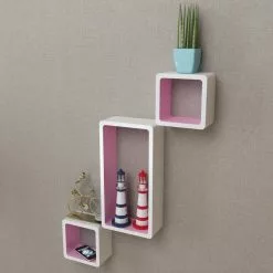 Furniture Limited - Wandplanken Kubus 6 St Wit En Roze