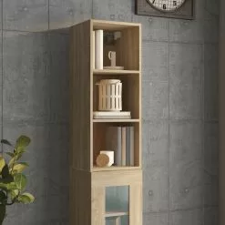 Furniture Limited - Wandkast 34,5x32,5x90 Cm Bewerkt Hout Sonoma Eikenkleurig -DECORATIE Winkel 1200x1200 513