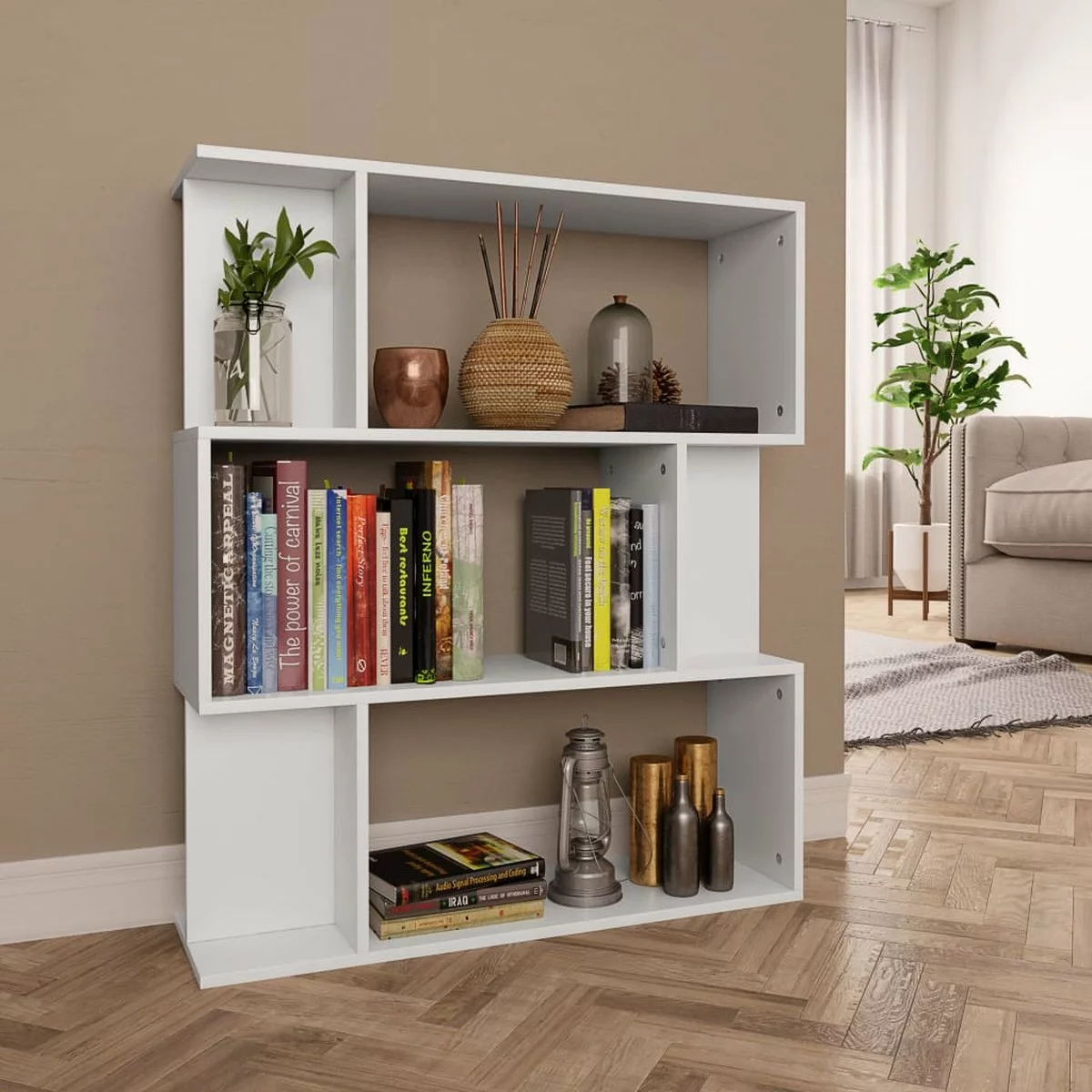 Furniture Limited - Boekenkast/kamerscherm 80x24x96 Cm Bewerkt Hout Wit 3 Furniture Limited - Boekenkast/kamerscherm 80x24x96 Cm Bewerkt Hout Wit