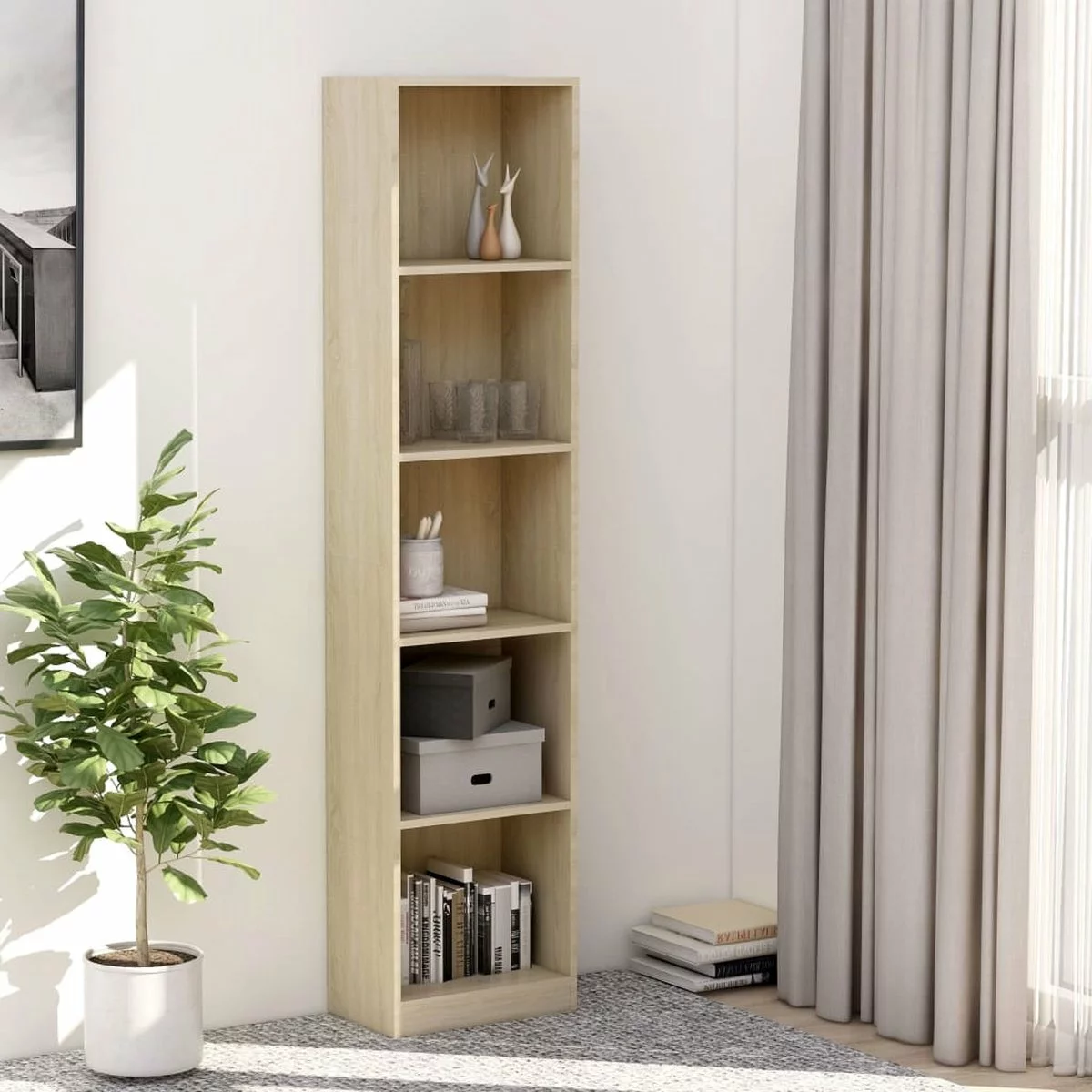 Furniture Limited - Boekenkast Met 5 Schappen 40x24x175 Cm Bewerkt Hout Sonoma Eik 3 Furniture Limited - Boekenkast Met 5 Schappen 40x24x175 Cm Bewerkt Hout Sonoma Eik