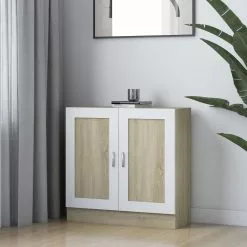 Furniture Limited - Boekenkast 82,5x30,5x80 Cm Spaanplaat Wit Sonoma Eikenkleurig