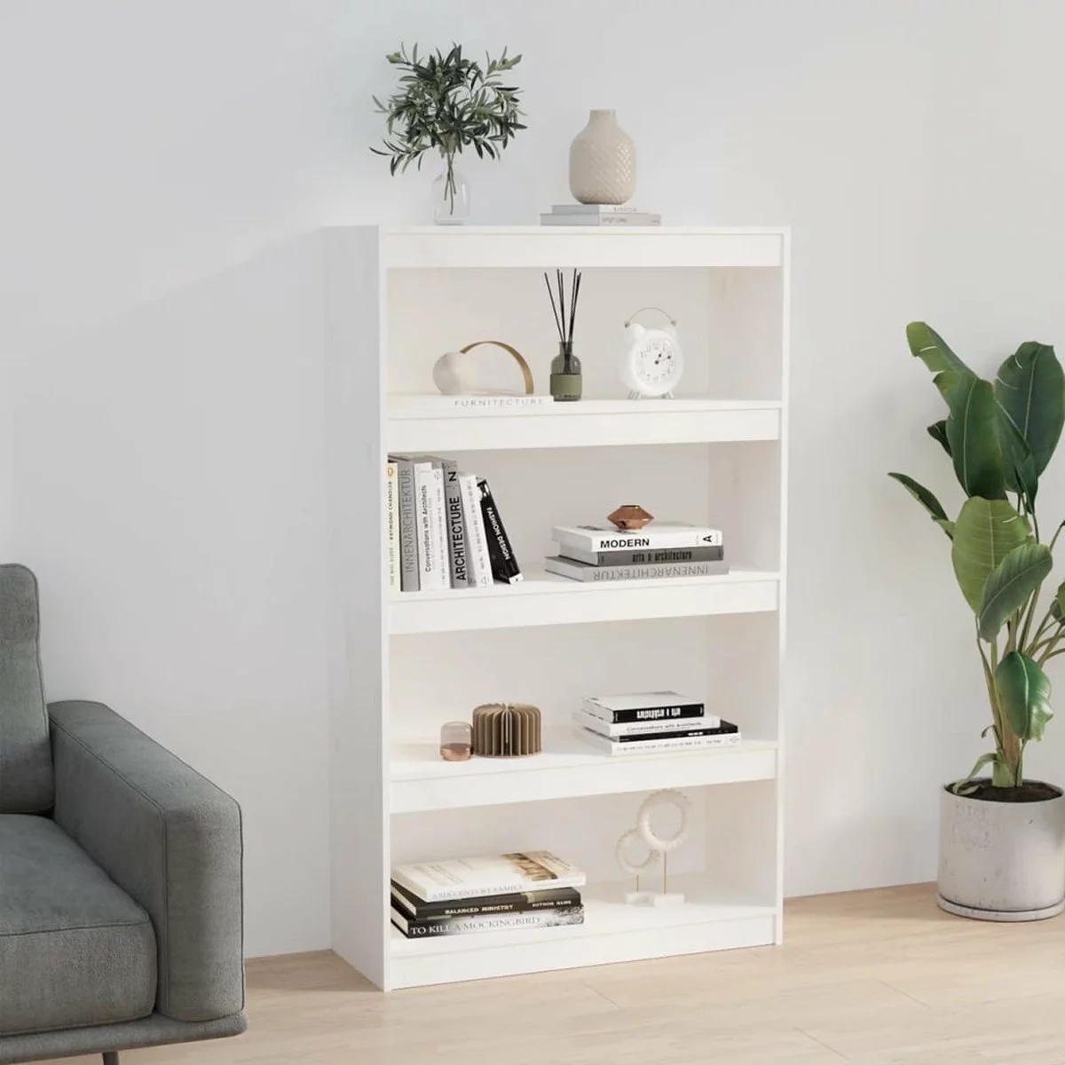 Furniture Limited - Boekenkast/kamerscherm 80x30x135,5 Cm Massief Grenenhout Wit 5 Furniture Limited - Boekenkast/kamerscherm 80x30x135,5 Cm Massief Grenenhout Wit - Afbeelding 3