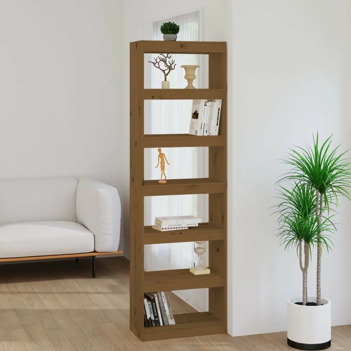 Furniture Limited - Boekenkast/kamerscherm 60x30x199,5 Cm Grenenhout Honingbruin 3 Furniture Limited - Boekenkast/kamerscherm 60x30x199,5 Cm Grenenhout Honingbruin