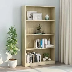 Furniture Limited - Boekenkast Met 4 Schappen 80x24x142 Cm Bewerkt Hout Sonoma Eik
