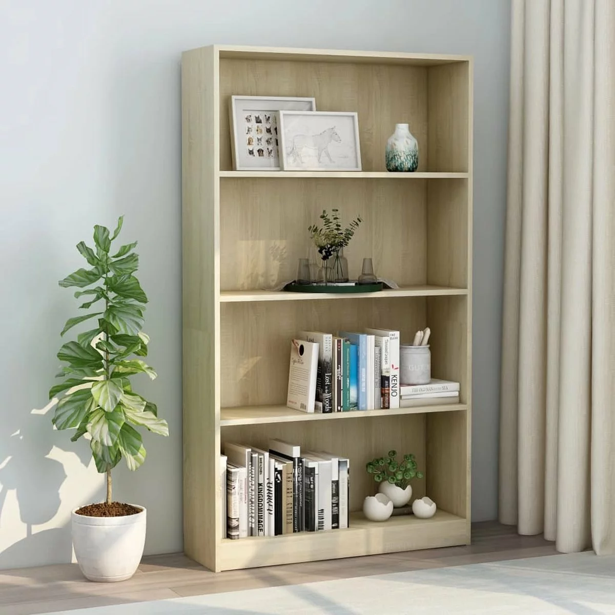 Furniture Limited - Boekenkast Met 4 Schappen 80x24x142 Cm Bewerkt Hout Sonoma Eik 3 Furniture Limited - Boekenkast Met 4 Schappen 80x24x142 Cm Bewerkt Hout Sonoma Eik