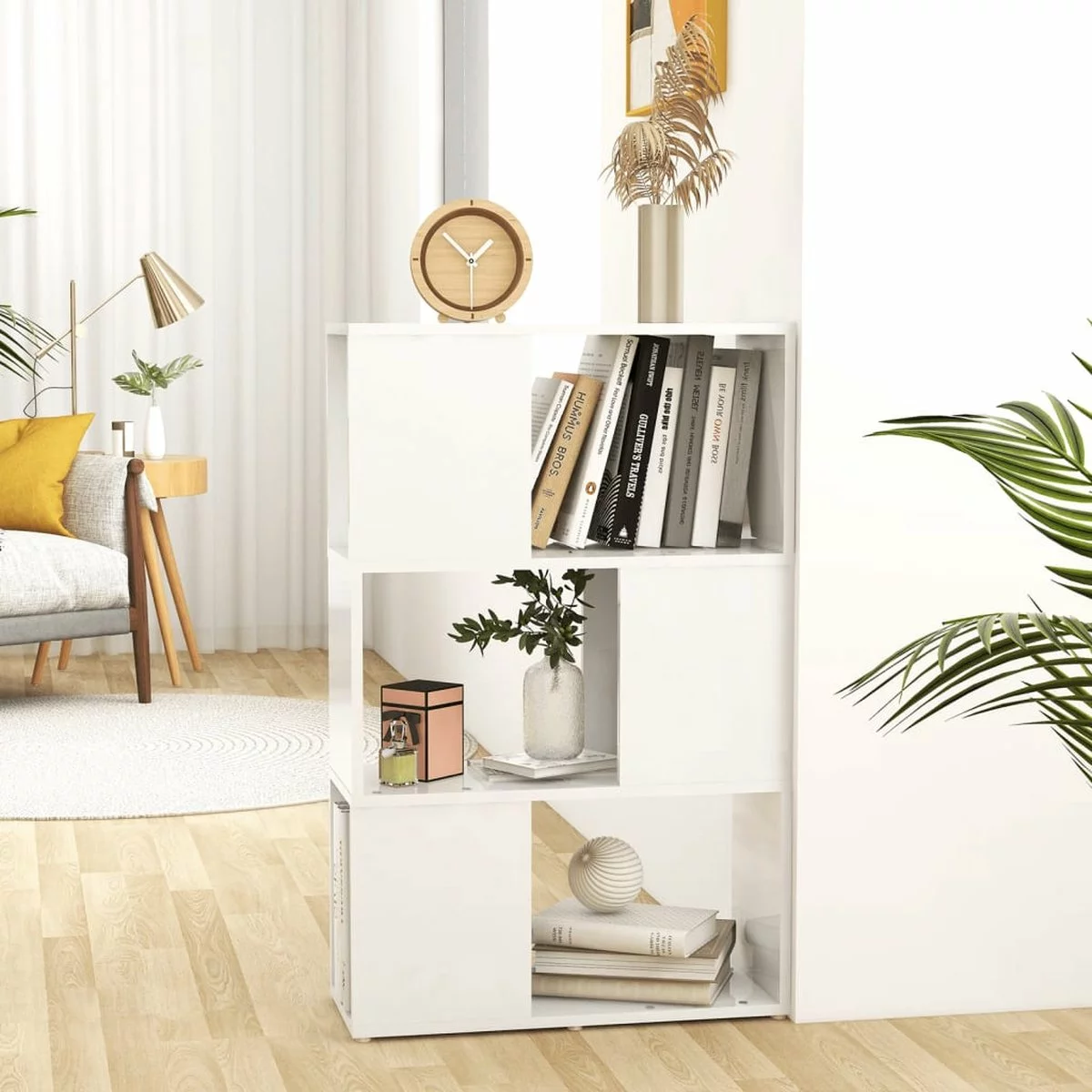Furniture Limited - Boekenkast/kamerscherm 60x24x94 Cm Spaanplaat Hoogglans Wit 10 Furniture Limited - Boekenkast/kamerscherm 60x24x94 Cm Spaanplaat Hoogglans Wit - Afbeelding 8
