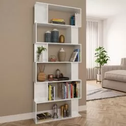 Furniture Limited - Boekenkast/kamerscherm 80x24x192 Cm Hoogglans Wit