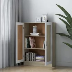 Furniture Limited - Boekenkast 82,5x30,5x115 Cm Spaanplaat Wit Sonoma Eikenkleurig -DECORATIE Winkel 1200x1200 718