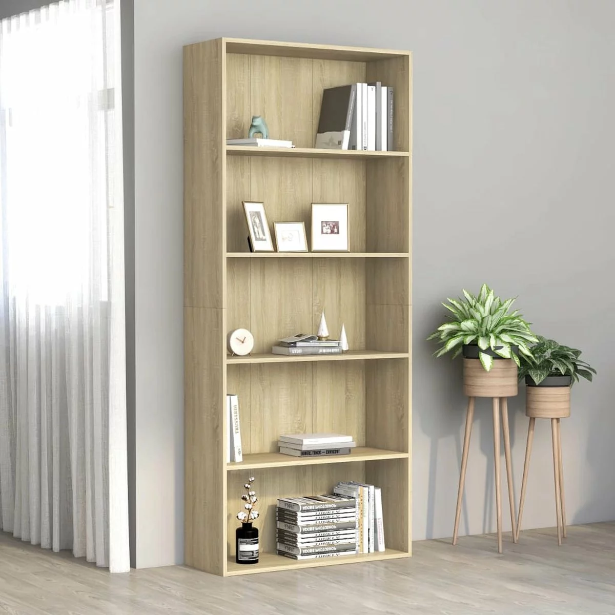 Furniture Limited - Boekenkast Met 5 Schappen 80x30x189 Cm Spaanplaat Sonoma Eiken 3 Furniture Limited - Boekenkast Met 5 Schappen 80x30x189 Cm Spaanplaat Sonoma Eiken