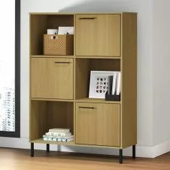 Furniture Limited - Boekenkast Met Metalen Poten OSLO 90x35x128,5 Cm Hout Bruin -DECORATIE Winkel 1200x1200 773