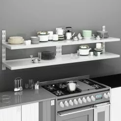 Furniture Limited - Wandschappen Zwevend 2-laags 2 St 200x30 Cm Roestvrij Staal