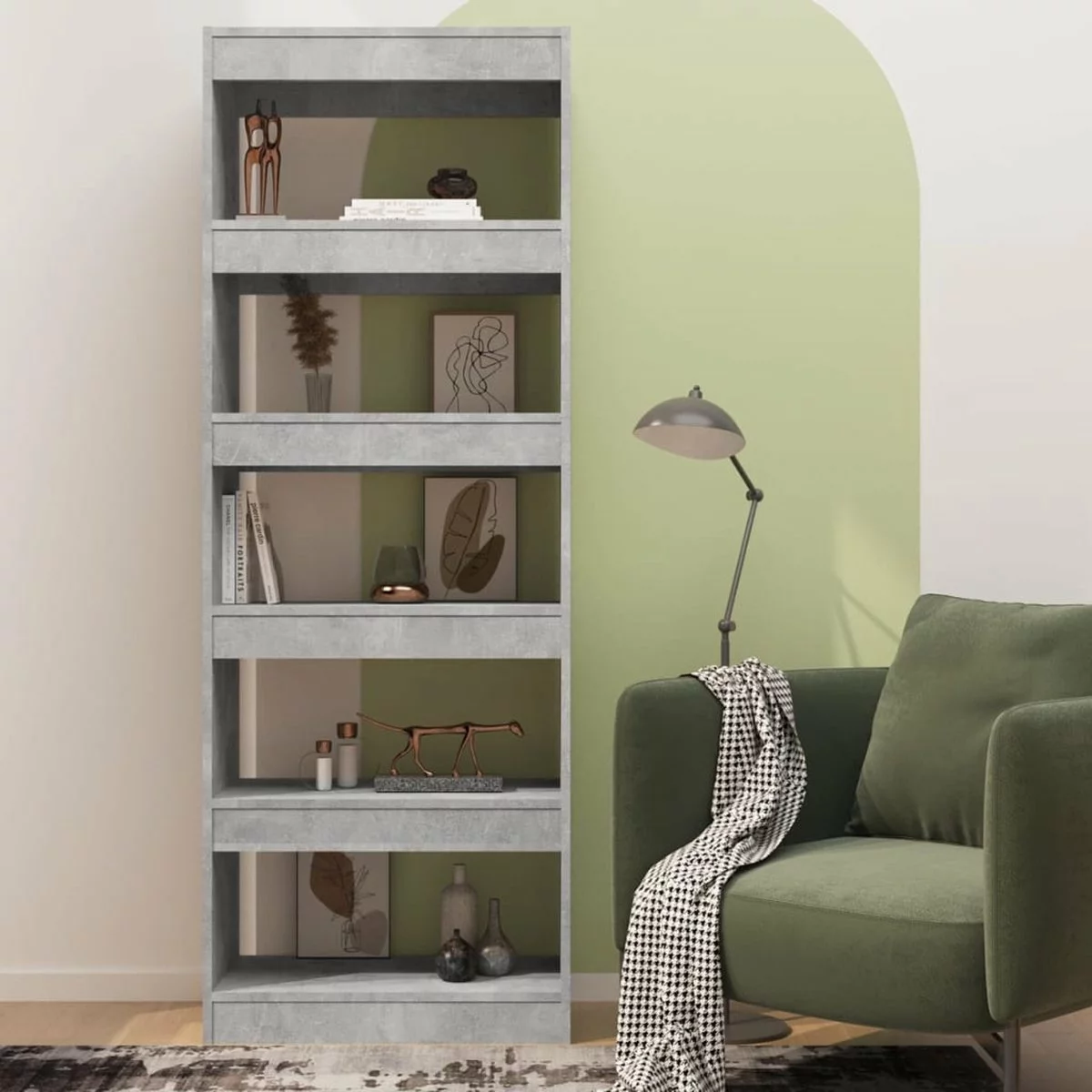 Furniture Limited - Boekenkast/kamerscherm 60x30x166 Cm Spaanplaat Betongrijs 8 Furniture Limited - Boekenkast/kamerscherm 60x30x166 Cm Spaanplaat Betongrijs - Afbeelding 6