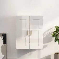 Furniture Limited - Wandkast 69,5x32,5x90 Cm Bewerkt Hout Hoogglans Wit