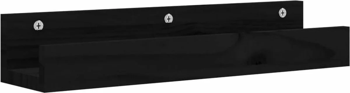 Furniture Limited - Wandschappen 2 St 50x12x9 Cm Massief Grenenhout Zwart 8 Furniture Limited - Wandschappen 2 St 50x12x9 Cm Massief Grenenhout Zwart - Afbeelding 6