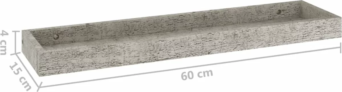 Furniture Limited - Wandschappen 4 St Loggia 60x15x4 Cm MDF Betongrijs 4 Furniture Limited - Wandschappen 4 St Loggia 60x15x4 Cm MDF Betongrijs - Afbeelding 2