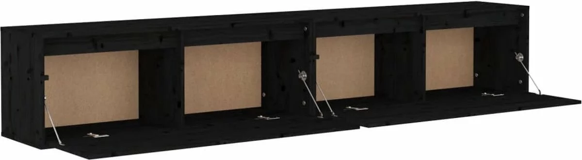 Furniture Limited - Wandkasten 2 St 100x30x35 Cm Massief Grenenhout Zwart 4 Furniture Limited - Wandkasten 2 St 100x30x35 Cm Massief Grenenhout Zwart - Afbeelding 2