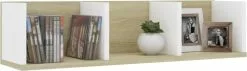 Furniture Limited - Cd-wandschap 75x18x18cm Bewerkt Hout Wit En Sonoma Eikenkleurig -DECORATIE Winkel 1200x346 2