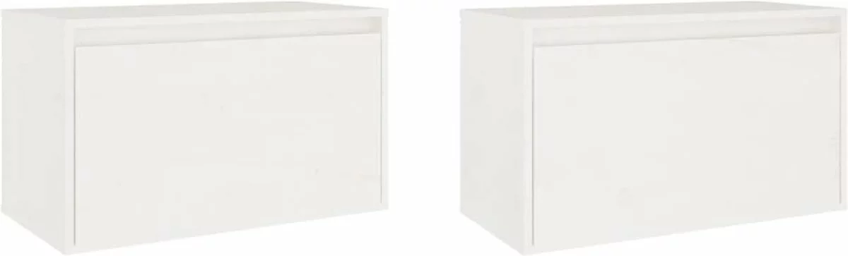 Furniture Limited - Wandkasten 2 St 60x30x35 Cm Massief Grenenhout Wit 7 Furniture Limited - Wandkasten 2 St 60x30x35 Cm Massief Grenenhout Wit - Afbeelding 5