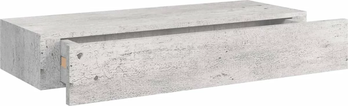 Furniture Limited - Wandschappen 2 St Met Lade 60x23,5x10 Cm MDF Betongrijs 6 Furniture Limited - Wandschappen 2 St Met Lade 60x23,5x10 Cm MDF Betongrijs - Afbeelding 4