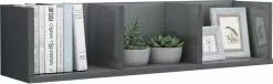 Furniture Limited - Cd-wandschap 75x18x18 Cm Bewerkt Hout Hoogglans Grijs -DECORATIE Winkel 1200x371