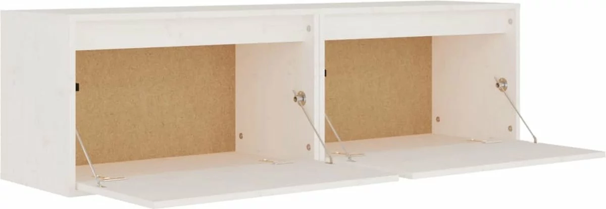 Furniture Limited - Wandkasten 2 St 60x30x35 Cm Massief Grenenhout Wit 10 Furniture Limited - Wandkasten 2 St 60x30x35 Cm Massief Grenenhout Wit - Afbeelding 8