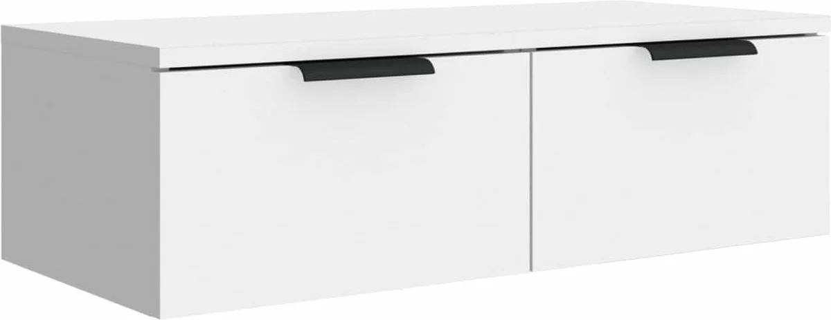 Furniture Limited - Wandkast 68x30x20 Cm Bewerkt Hout Wit 3 Furniture Limited - Wandkast 68x30x20 Cm Bewerkt Hout Wit