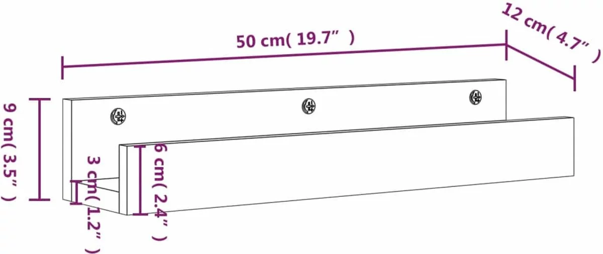 Furniture Limited - Wandschappen 2 St 50x12x9 Cm Massief Grenenhout Zwart 9 Furniture Limited - Wandschappen 2 St 50x12x9 Cm Massief Grenenhout Zwart - Afbeelding 7