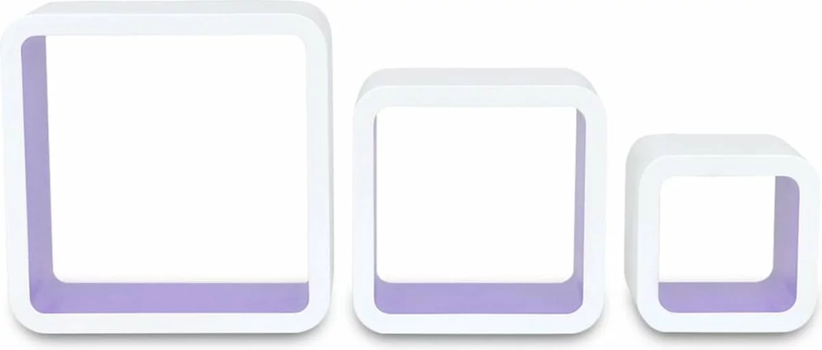 Furniture Limited - Wandplanken Kubus 6 St Wit En Paars 8 Furniture Limited - Wandplanken Kubus 6 St Wit En Paars - Afbeelding 6