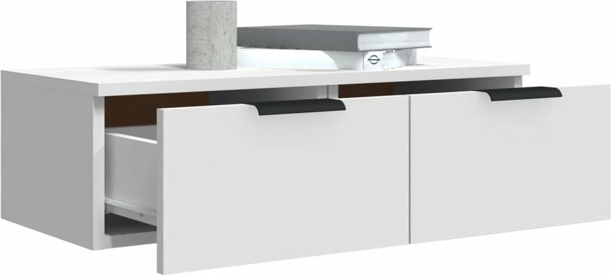 Furniture Limited - Wandkast 68x30x20 Cm Bewerkt Hout Wit 10 Furniture Limited - Wandkast 68x30x20 Cm Bewerkt Hout Wit - Afbeelding 8